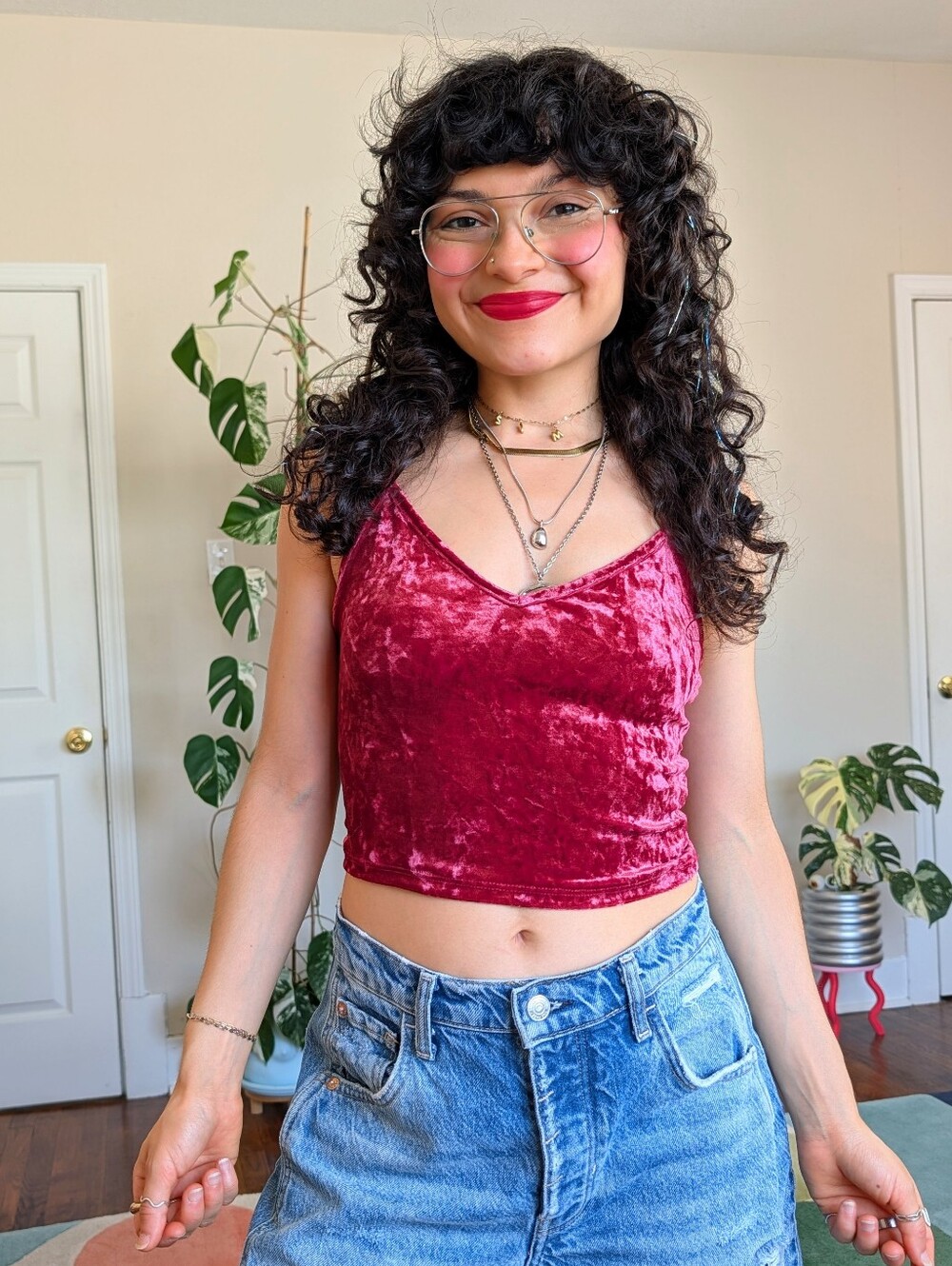 Forever 21 burgundy velvet crop top XS